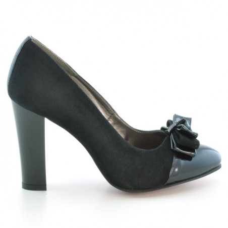 Pantofi eleganti dama 1226 lac negru+negru antilopa