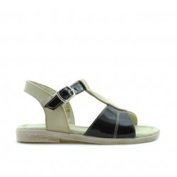 Sandale copii mici 40c lac bej+negru