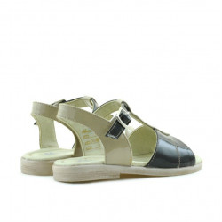 Sandale copii mici 40c lac bej+negru