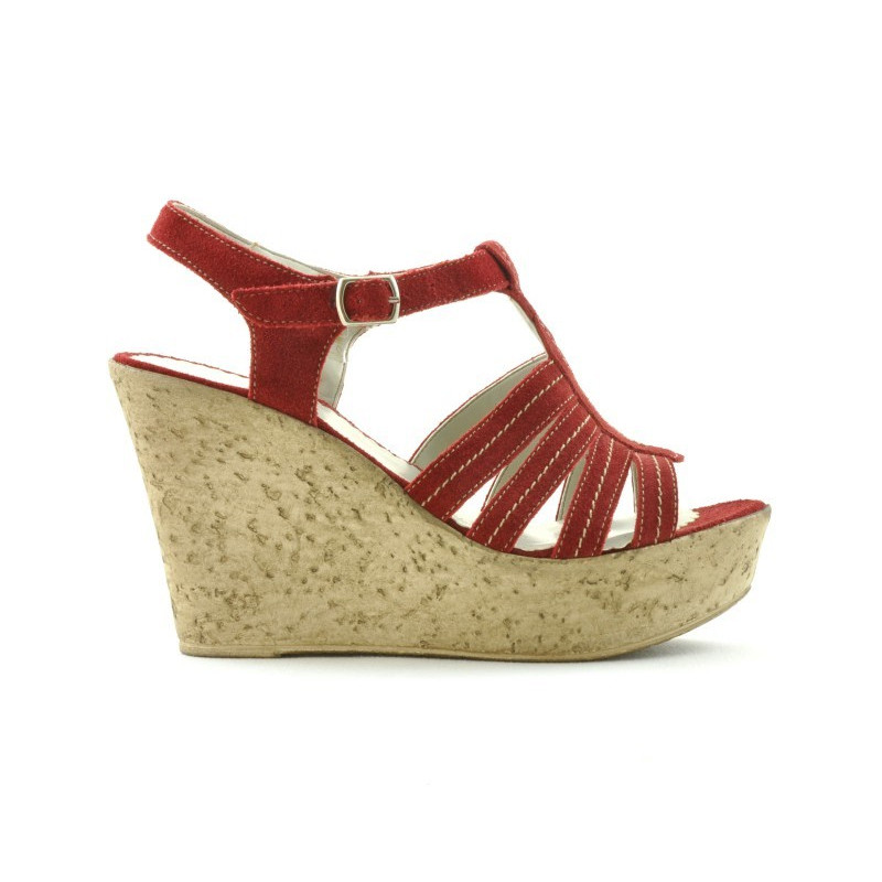 Sandale dama 598 rosu velur