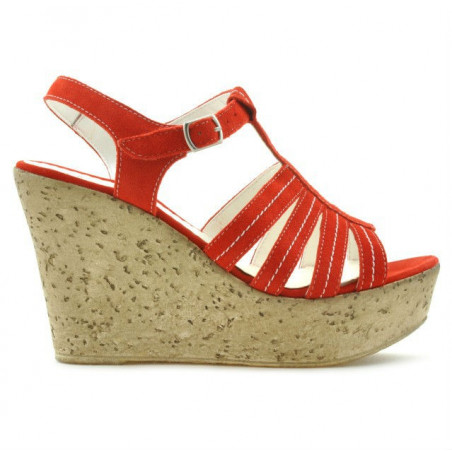 Sandale dama 598 rosu corai velur