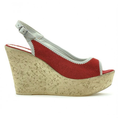 Sandale dama 5001 rosu velur