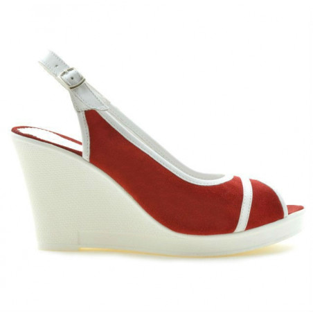 Sandale dama 5000 rosu velur+alb