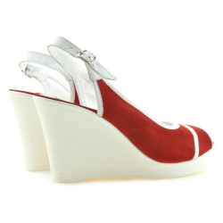 Sandale dama 5000 rosu velur+alb