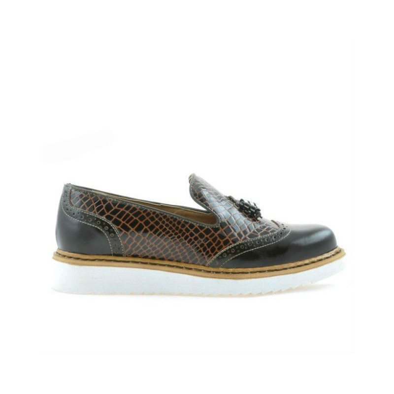 Pantofi casual dama 659 lac cafe combinat