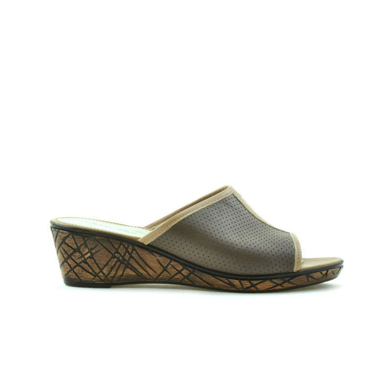 Sandale dama 5004m p capucino combinat perforat