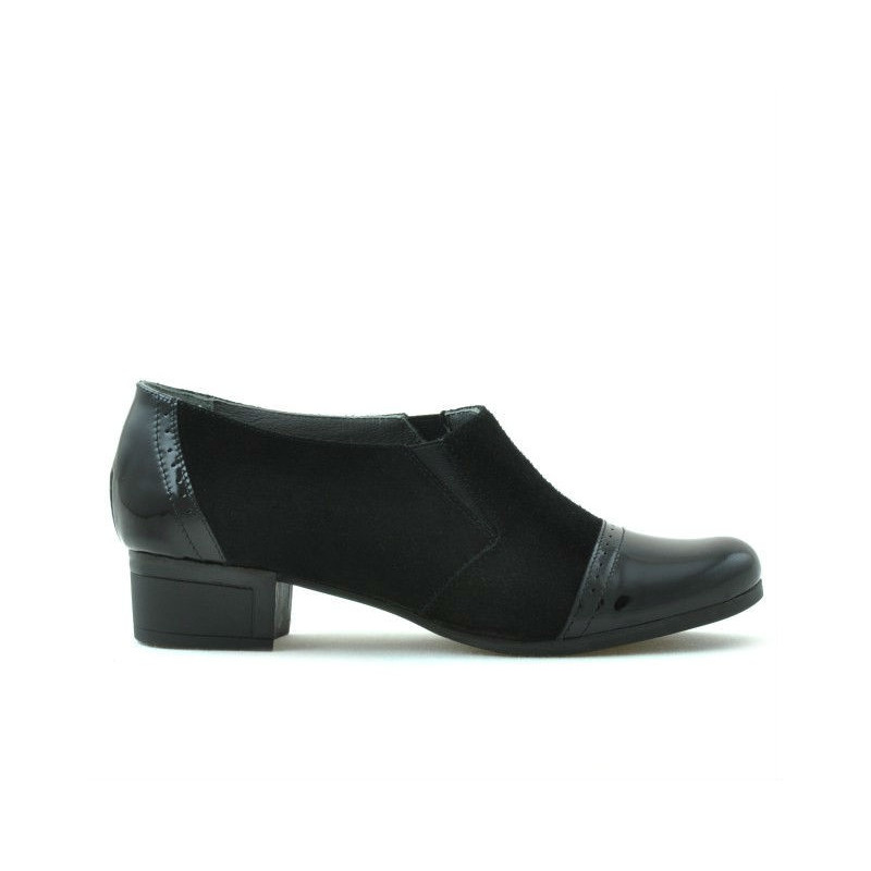 Pantofi casual dama 651 lac negru combinat
