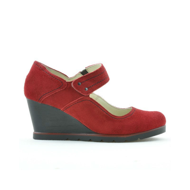 Pantofi casual dama 199 rosu velur