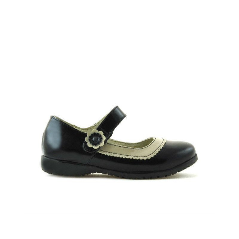 Pantofi copii mici 19c lac negru+bej