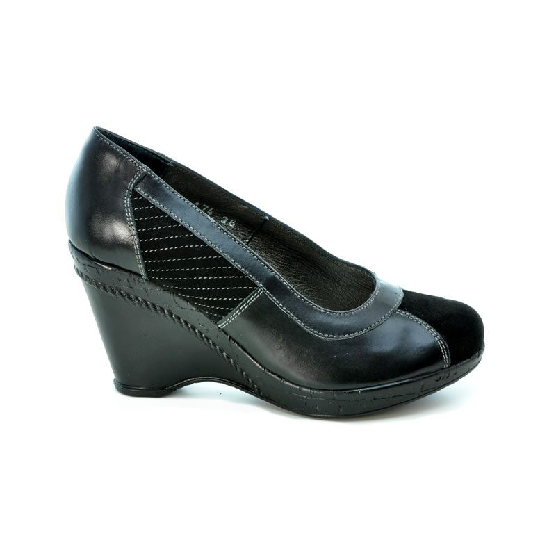 Pantofi casual dama 174 negru combinat
