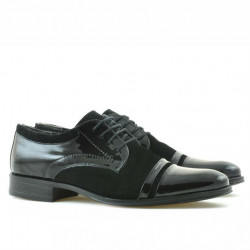 Pantofi eleganti adolescenti 391 velur negru combinat