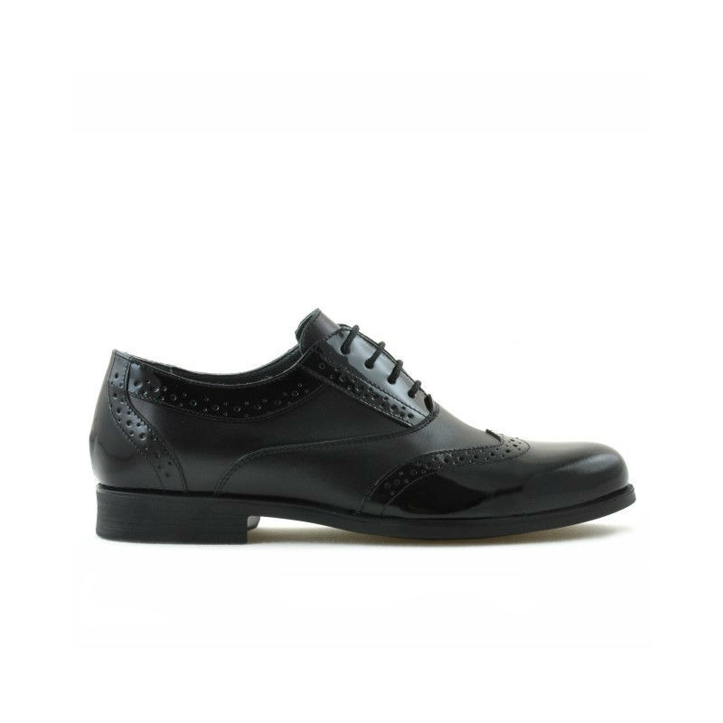 Pantofi eleganti adolescenti 393 lac negru combinat