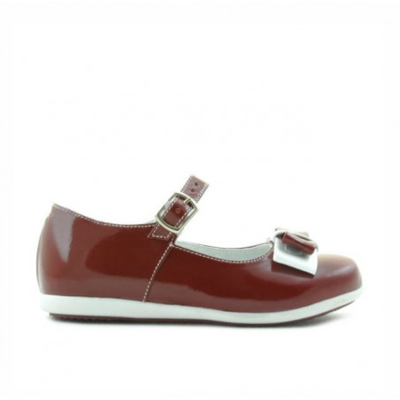 Pantofi copii mici 51c lac visiniu+alb