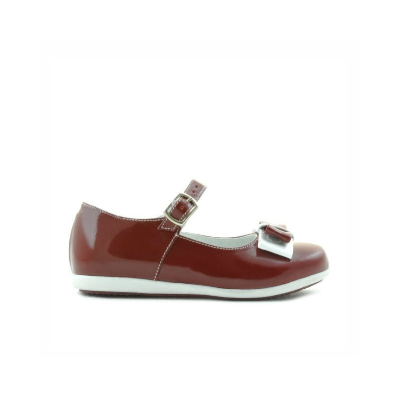 Pantofi copii mici 51c lac visiniu+alb
