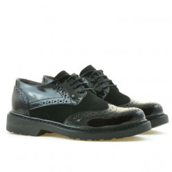 Pantofi casual dama 663 lac negru combinat