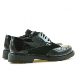 Pantofi casual dama 663 lac negru combinat