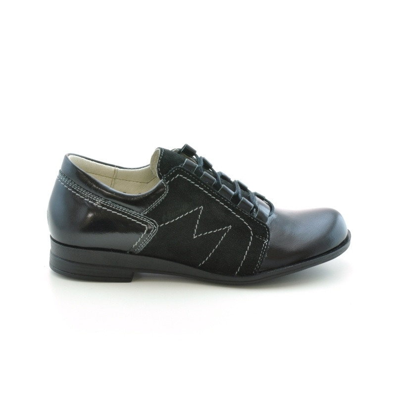 Pantofi casual dama 608 lac negru combinat