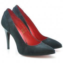 Pantofi eleganti dama 1230 negru antilopa satinat