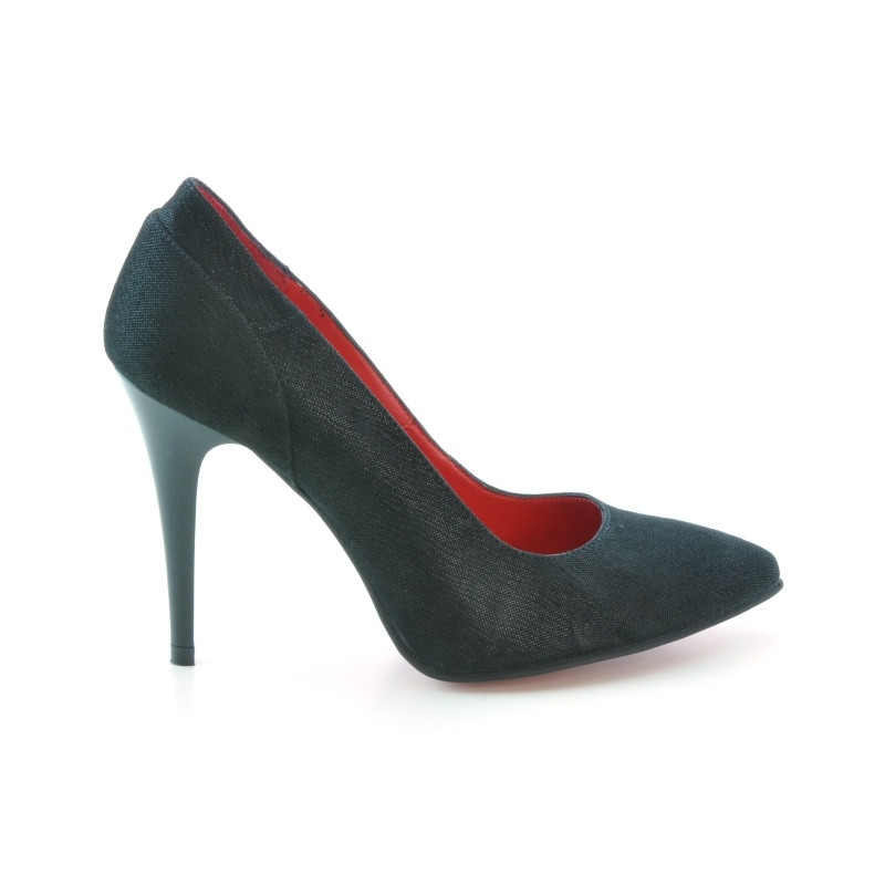 Pantofi eleganti dama 1230 negru antilopa satinat