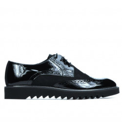 Pantofi casual barbati 831 lac negru combinat