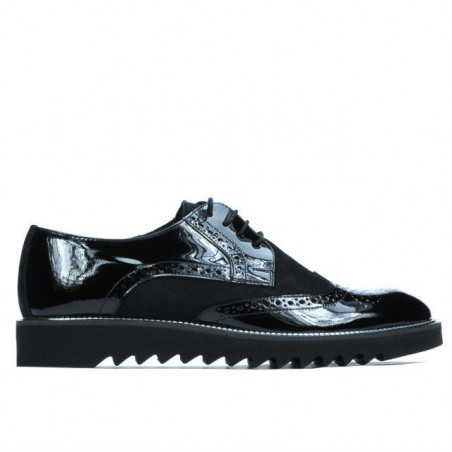 Pantofi casual barbati 831 lac negru combinat
