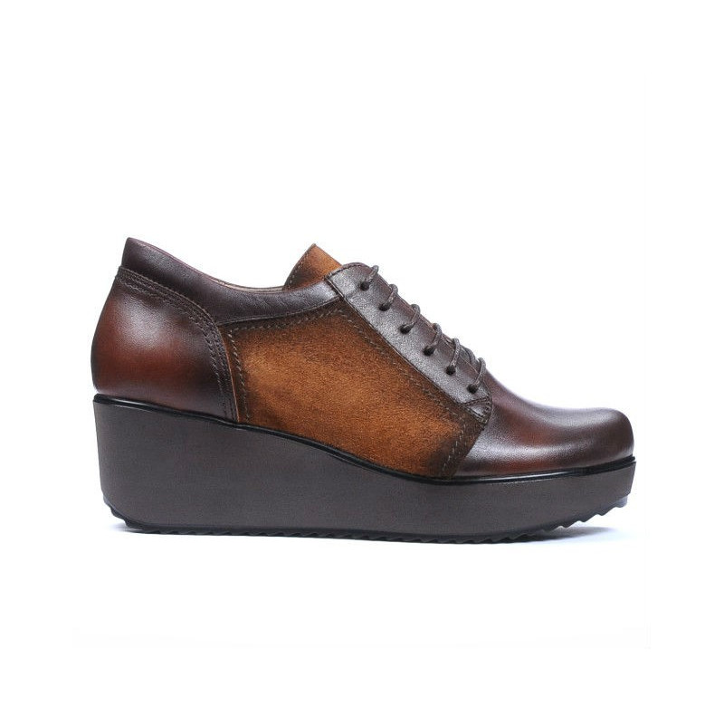 Pantofi casual dama 668 maro combinat