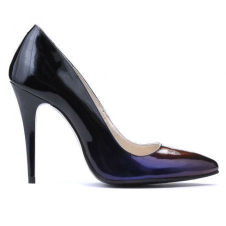 Pantofi eleganti 1241 lac negru+mov (cameleon)