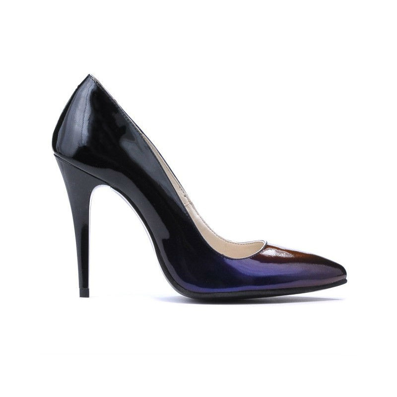 Pantofi eleganti 1241 lac negru+mov (cameleon)