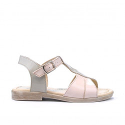 Sandale copii mici 40c lac bej+roz
