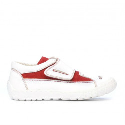 Pantofi copii 107 alb+rosu velur
