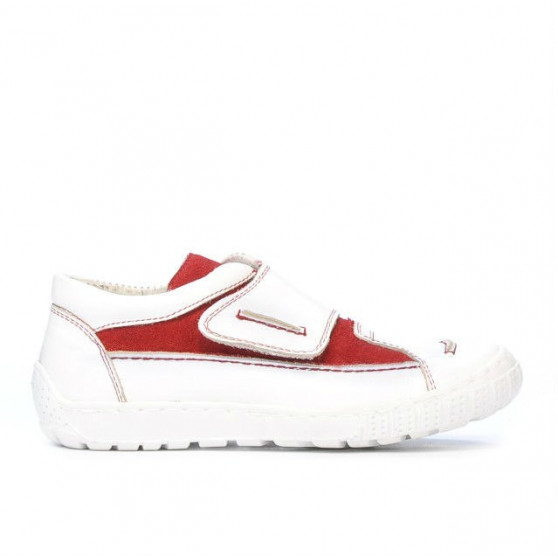 Pantofi copii 107 alb+rosu velur