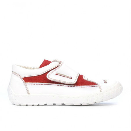 Pantofi copii 107 alb+rosu velur