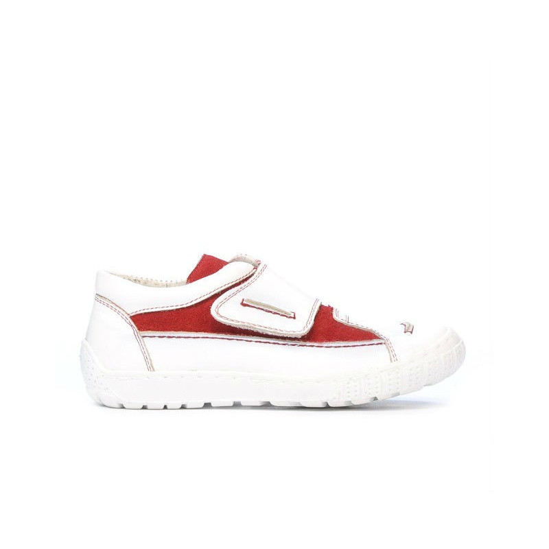 Pantofi copii 107 alb+rosu velur