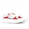 Pantofi copii 107 alb+rosu velur