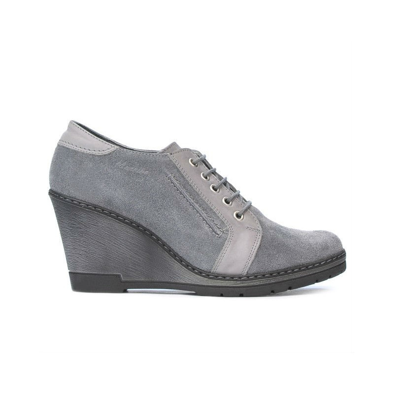 Pantofi casual dama 625 gri velur combinat