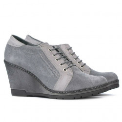 Pantofi casual dama 625 gri velur combinat