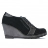 Pantofi casual dama 625 negru velur combinat