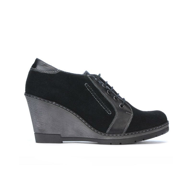 Pantofi casual dama 625 negru velur combinat