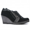 Pantofi casual dama 625 negru velur combinat