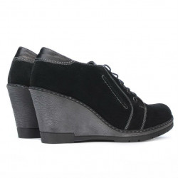Pantofi casual dama 625 negru velur combinat