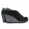 Pantofi casual dama 625 negru velur combinat