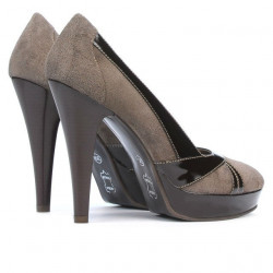 Pantofi eleganti dama 1206 nisip antilopa combinat