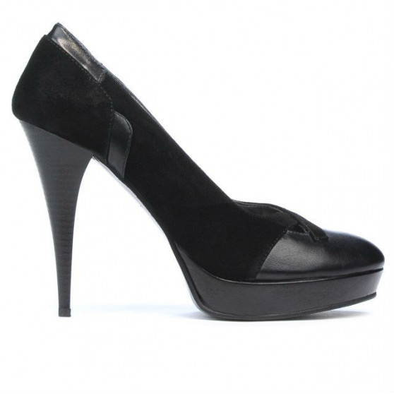 Pantofi eleganti dama 1092 negru antilopa combinat