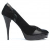 Pantofi eleganti dama 1092 negru antilopa combinat