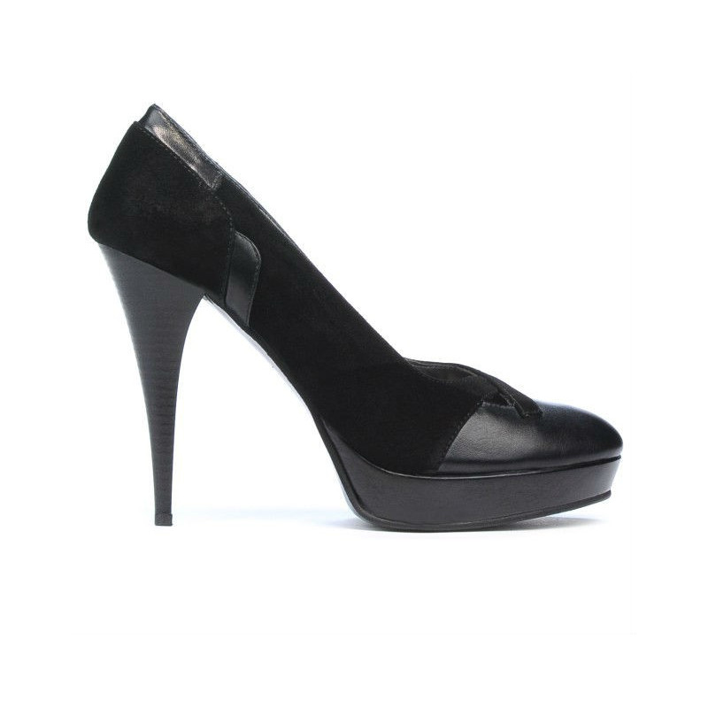 Pantofi eleganti dama 1092 negru antilopa combinat
