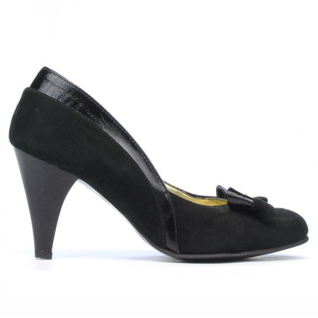 Pantofi eleganti dama 1065 negru antilopa+lac negru