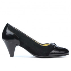 Pantofi eleganti dama 1064 lac negru+negru antilopa