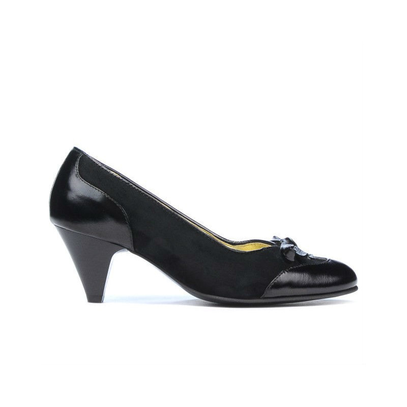 Pantofi eleganti dama 1064 lac negru+negru antilopa
