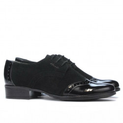 Pantofi casual dama 691 lac negru combinat