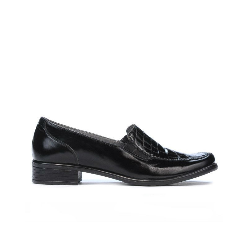 Pantofi casual dama 649 croco lac negru